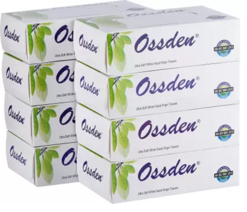 2 ply facial tissue 100% virgin paper WHITE pack of 8