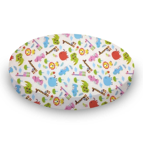 SheetWorld Fitted Round Crib Sheet - 100% Cotton Woven - Safari