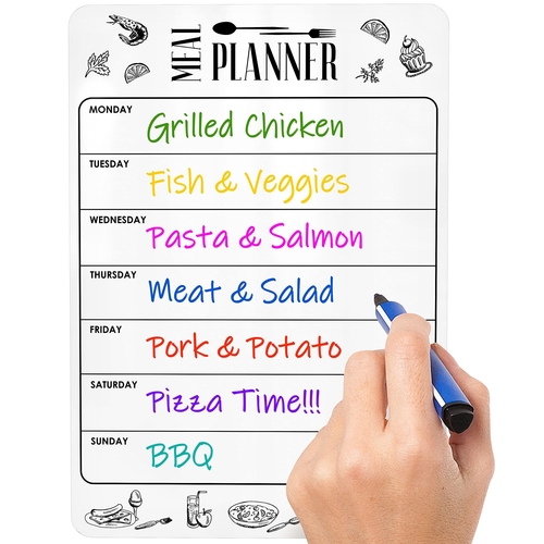 Magnetic Meal Planner for Refrigerator Dry Erase A4   Magnet Weekly