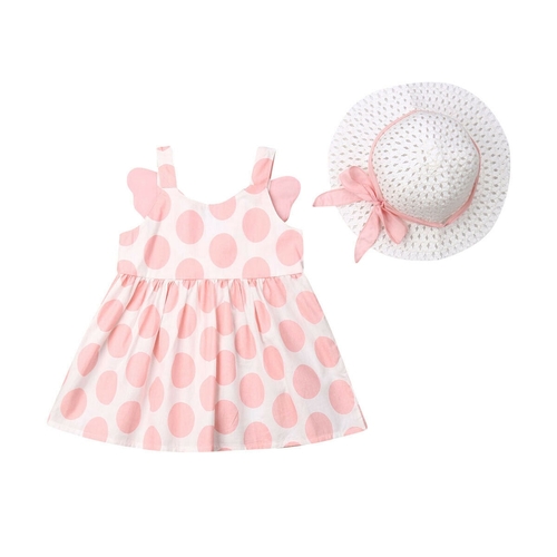 2pcs Newborn Kids Baby Girl Sweet Dress+Hats