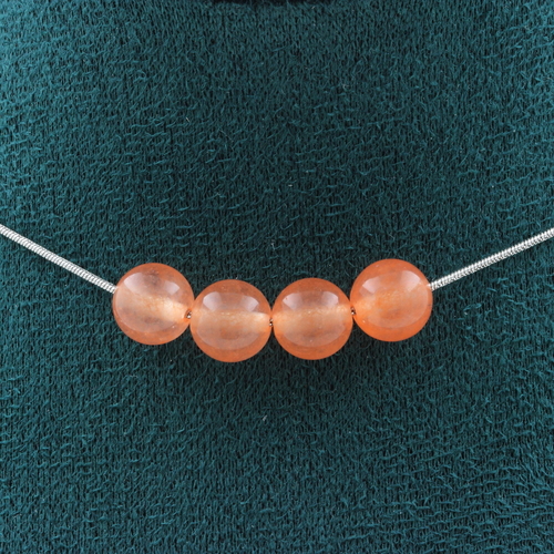 Orange Chalcedony 4 beads 8 mm necklace.