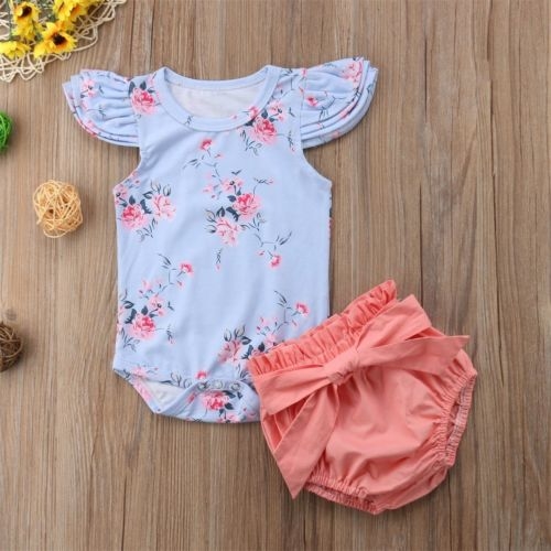 Newborn Baby Girl Floral Clothes Jumpsuit Bodysuit