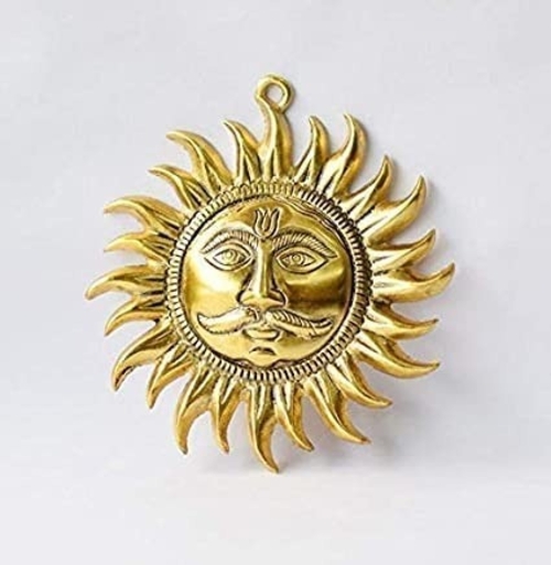 ARYADIT Golden Sun Face Vastu Suraj Idol Home Office Living Room