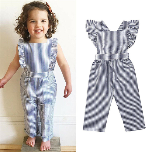 Brief Kids Baby Girl Striped Romper Summer Cotton