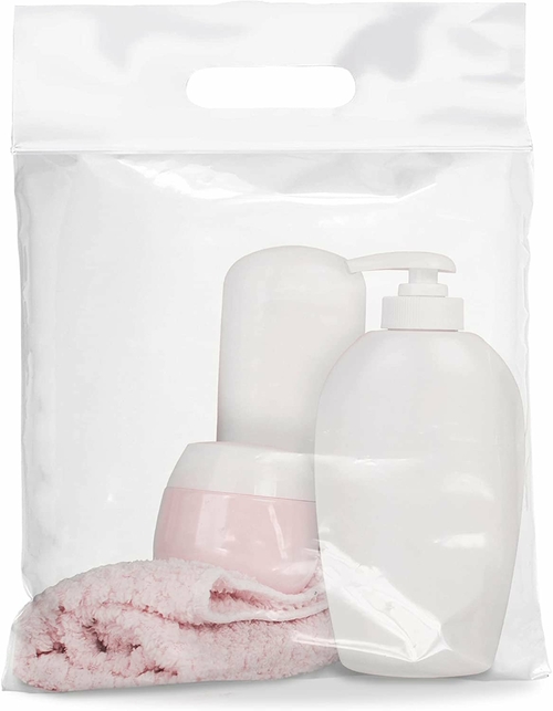 25 Pack Die Cut Zipper Bags 13 x 15 Thickness 3 Mil, 3 inch Lip. Clear