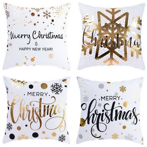 Soft Bronzing Christmas Cushion Cover Gold Printed