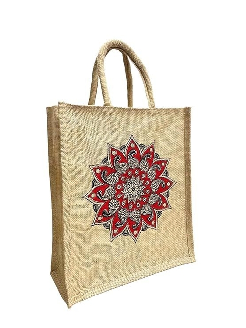 Eco Friendly Jute fabric Unique THAMBOOLAM printed Bag