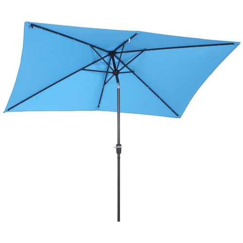 Outsunny 6.5'x10' Patio Sun Umbrella Market Umbrella with LED Light