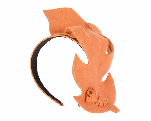 Unusual orange felt fascinator for races J293O