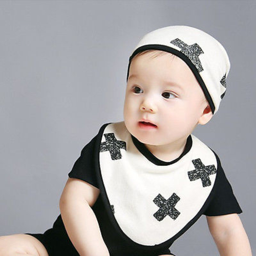 Baby 2Pcs Bib+Hat Set Kids Infant Toddler Hats