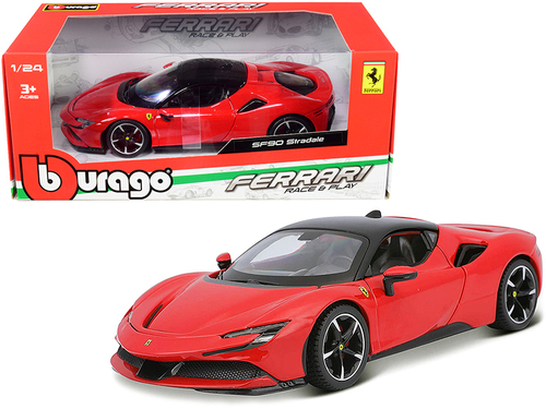 Ferrari SF90 Stradale Red with Black Top 1/24 Diecast Model Car by