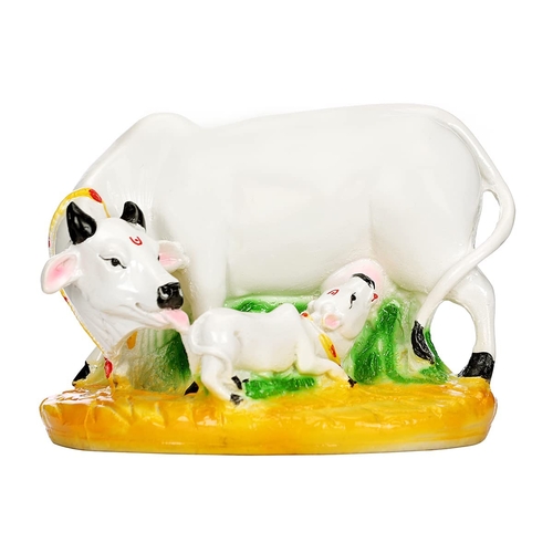 Resin Cow with Calf, White