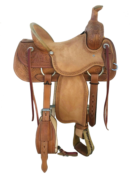 Western Brown Rough Out Leather Roper Ranch Saddle Size 13" to 17"