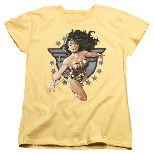 Jla-Ww All Star Short Sleeve Womens Tee, Banana - Small