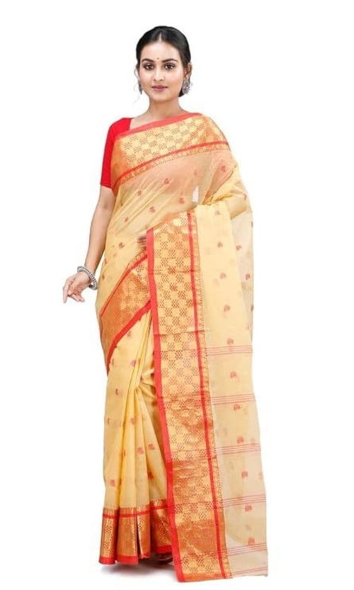 Women'S Tangail Pure Cotton Silk Border Traditional Bengal Handloom