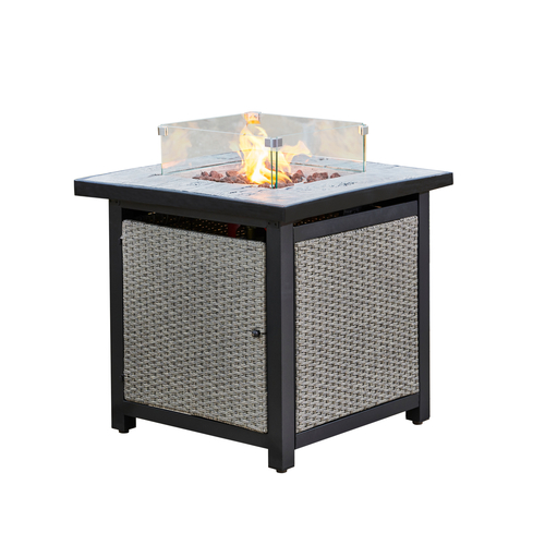 Teamson Home Outdoor Grey Rattan Gas Firepit Table