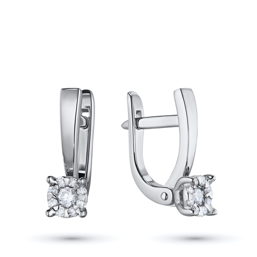 Sterling Silver Earrings with 18 Round-Cut Lab-Created Diamonds 0.234