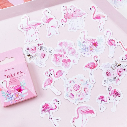 45PCS/PACK Cute Flamingo Sticker Marker