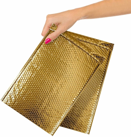 Metallic Gold Bubble Mailers 6.5 x 10.5, Poly Padded Envelopes Pack of