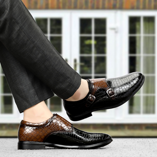 Buxton Monk Strap Black Formal Shoes