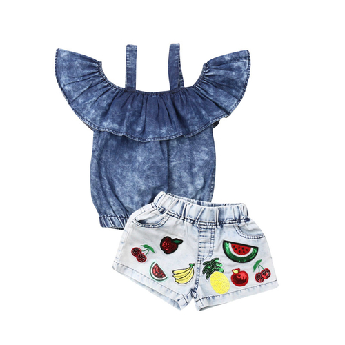 Fashion Kids Baby Girls Denim Clothes 2Pcs Sets