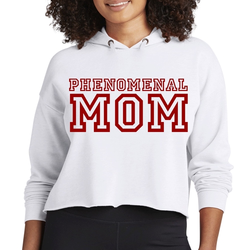 Womens Cropped Hoodie Phenomenal Mom Red Print