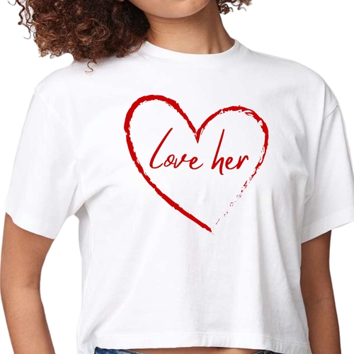 Womens Cropped Graphic T-shirt - Say it Soul Love Her - Red