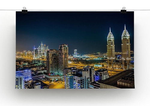 Dubai downtown night scene Canvas Print or Poster