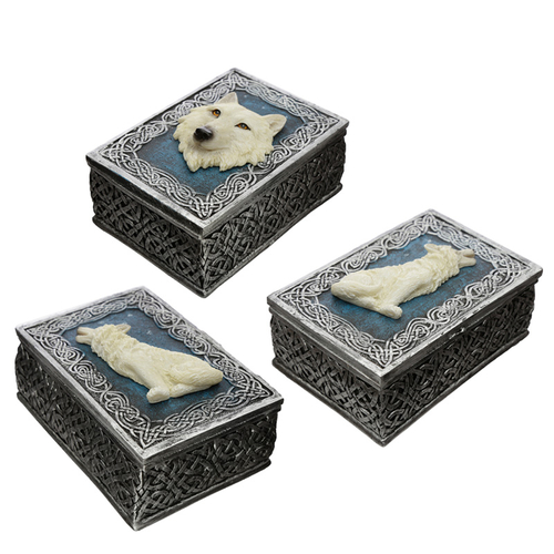 Secrets of the White Wolf Protector of the North Wolf Trinket Box