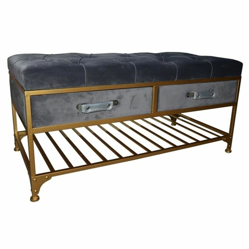 Bench DKD Home Decor 8424001851096 Grey Multicolour Golden Metal 100 x