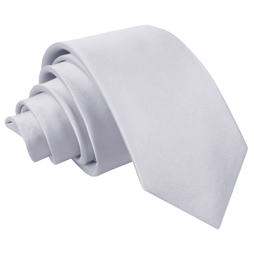 Plain Satin Slim Tie - Silver