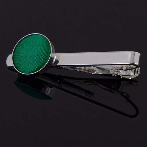 Plain Satin Tie Clip - Emerald Green