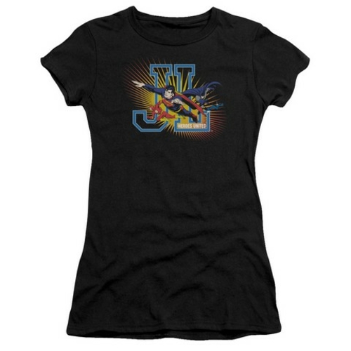 Trevco Jla-Heroes United Short Sleeve Junior Sheer Tee- Black - Small