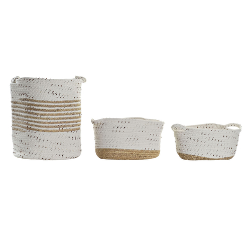 Basket set DKD Home Decor Cotton Boho Rushes (36 x 26 x 42 cm) (3