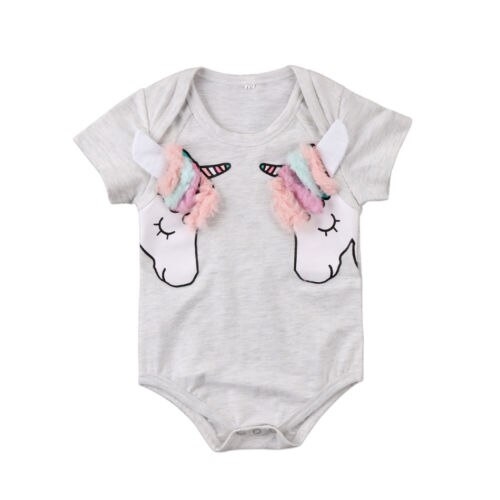 Cute Newborn Baby Girl Unicorn Cotton Romper Top