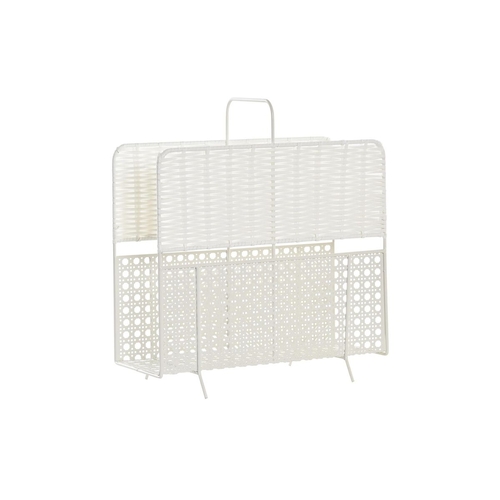 Magazine rack DKD Home Decor Natural Metal White wicker (36,5 x 15 x