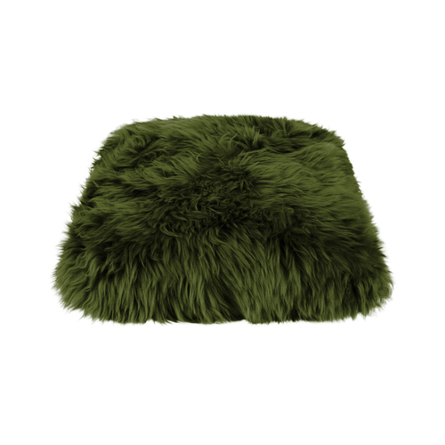 Green genuine sheepskin throw pillow