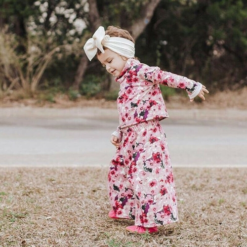 Pudcoco Autumn Toddler Baby Girl Floral Print Long