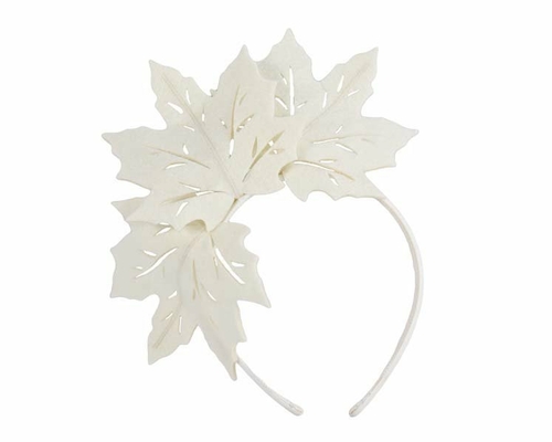 Cream laser cut maple leafs on headband