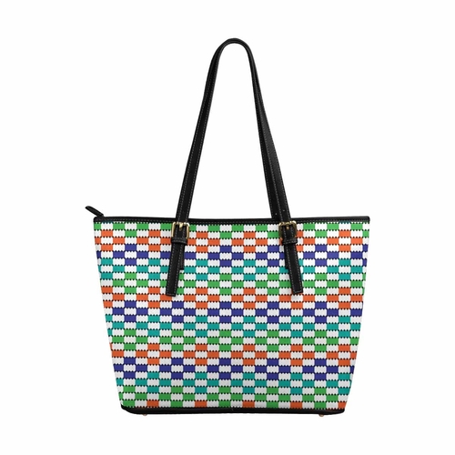 Large Leather Tote Shoulder Bag - Bohemian Multicolor Illustration