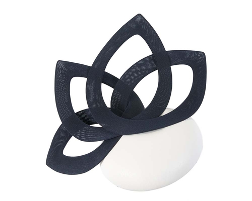 Navy & white leather designers winter racing fascinator 