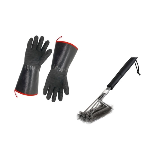 14 " Barbecue Gloves And 18" Barbecue Brush Set BBQ Tools