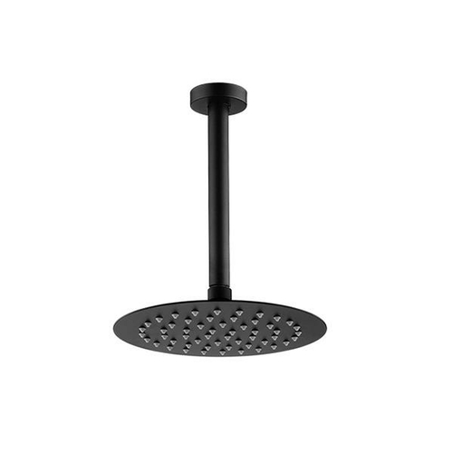 200 Mm 8 Inch Round Black Rainfall Shower Head Ceiling Shower Arm Set