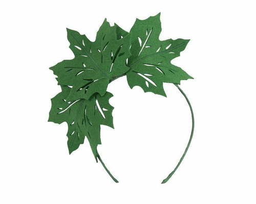 Green laser cut maple leafs on headband