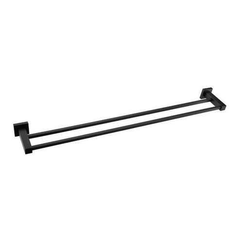 Gama Nero Square Matte Black Double Towel Rail 600mm