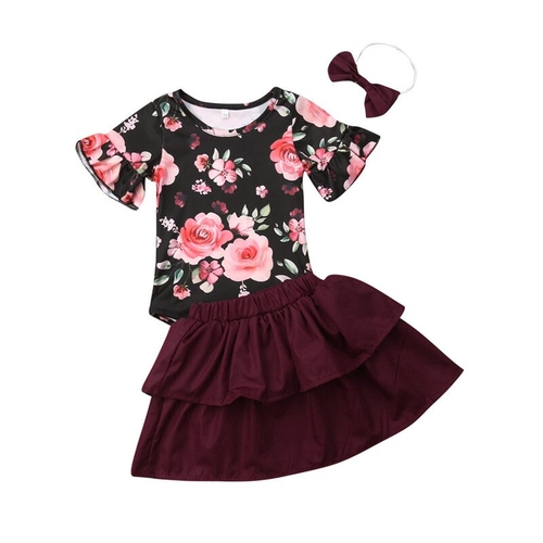 0-18M Cute Newborn Baby Girl Floral Summer Outfits
