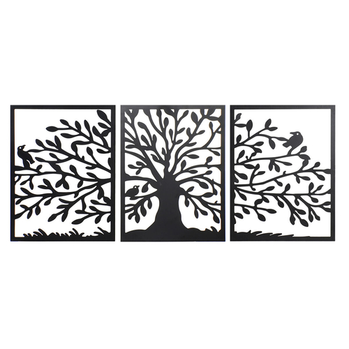 Wall Decoration DKD Home Decor 3 Pieces Black Tree Metal (141 x 1,3 x