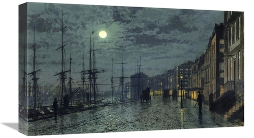Global Gallery GCS-282154-22-142 22 in. City Docks by Moonlight Art Pr
