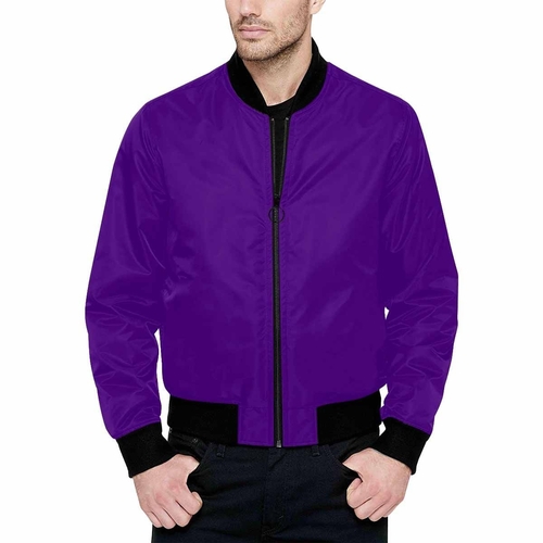 Mens Jacket - Indigo Purple and Black Bomber Jacket
