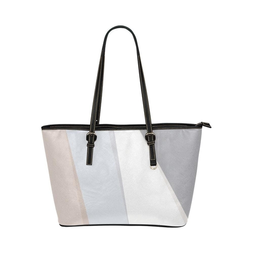 Large Leather Tote Shoulder Bag - Pastel Colorblock Multicolor